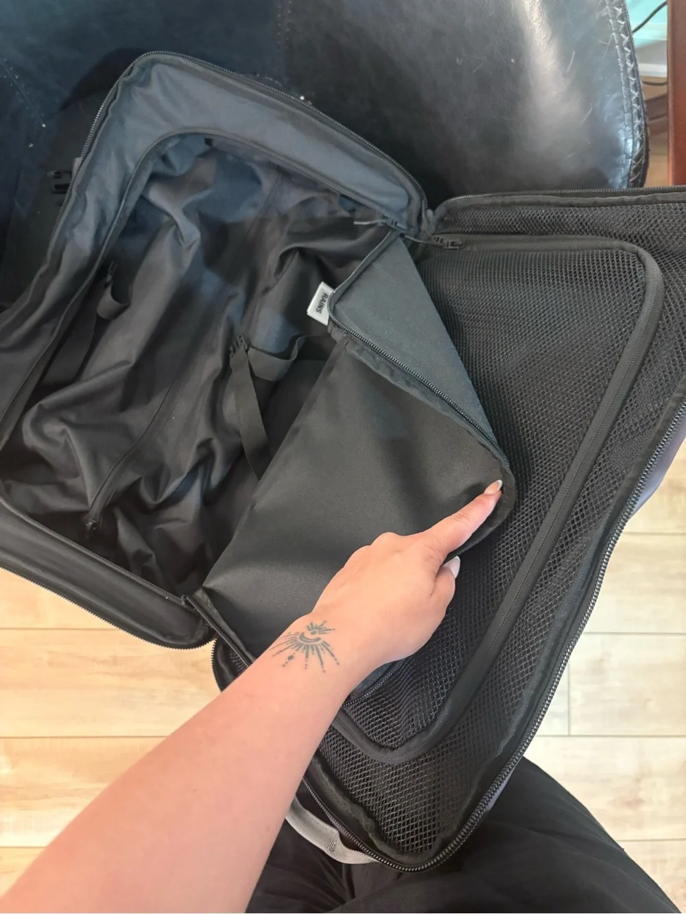 Rains Texel Cabin Bag in Dark Brown with Grey Straps